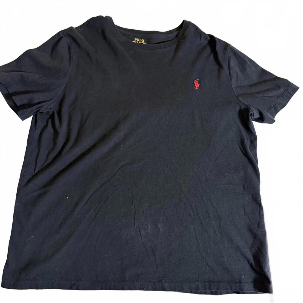 POLO Ralph Lauren Black Men's TShirt XL Red Logo Short Sleeve‎ Preppy